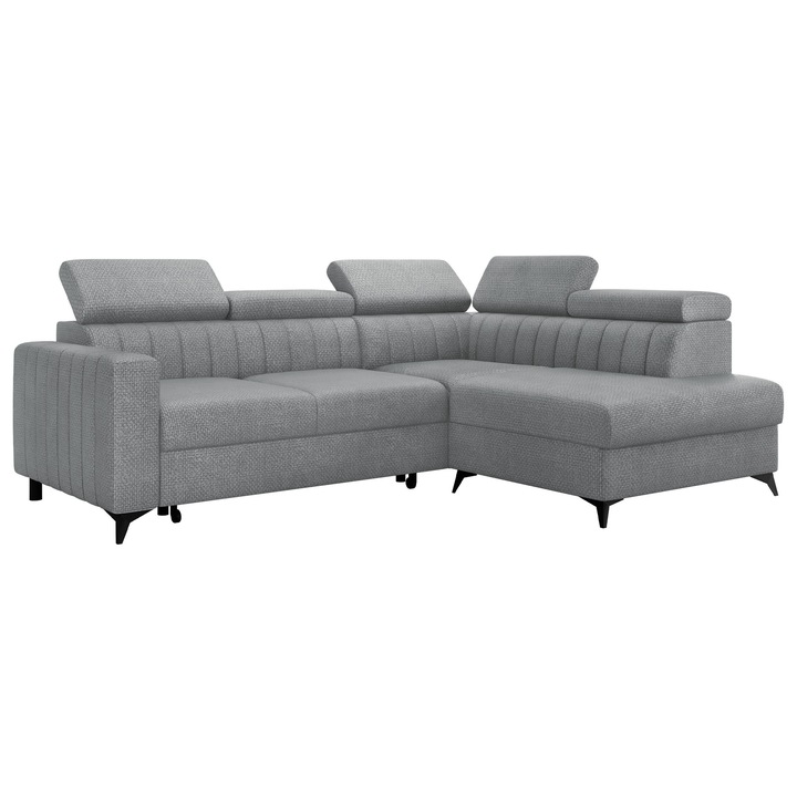 Coltar living Levioseno 2RRLXP cu functie de dormit Dreapta, MIRJAN 24, otel, 195x249x80 cm