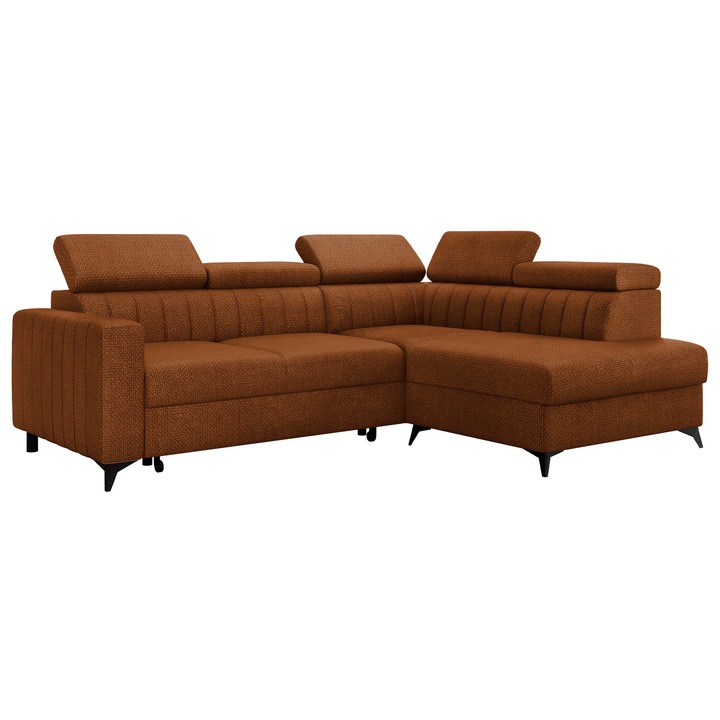 Coltar living Levioseno 2RRLXP cu functie de dormit Dreapta, MIRJAN 24, caramida, 195x249x80 cm