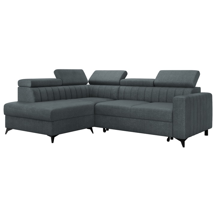 Coltar living Levioseno 2RRLXP cu functie de dormit Stanga, MIRJAN 24, antracit, 195x249x80 cm