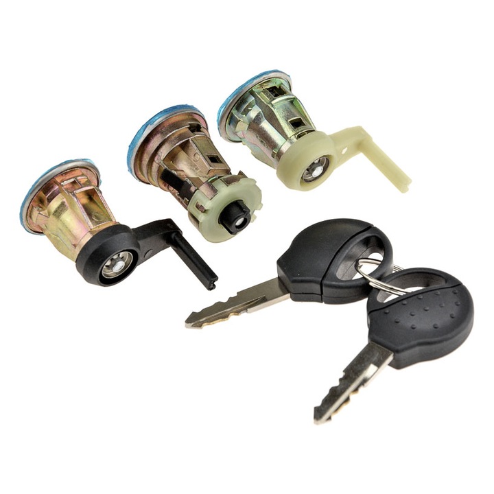 3 darab Peugeot 206 ajtózár szett, bal első, jobb első, csomagtartó, műanyag és fém