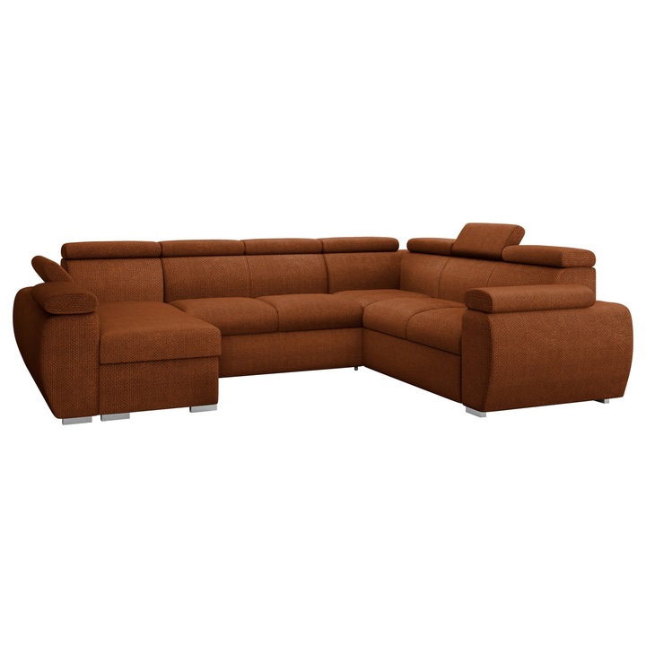 Coltar extensibil living Giza U Stanga, MIRJAN 24, caramida, 260x325x98 cm