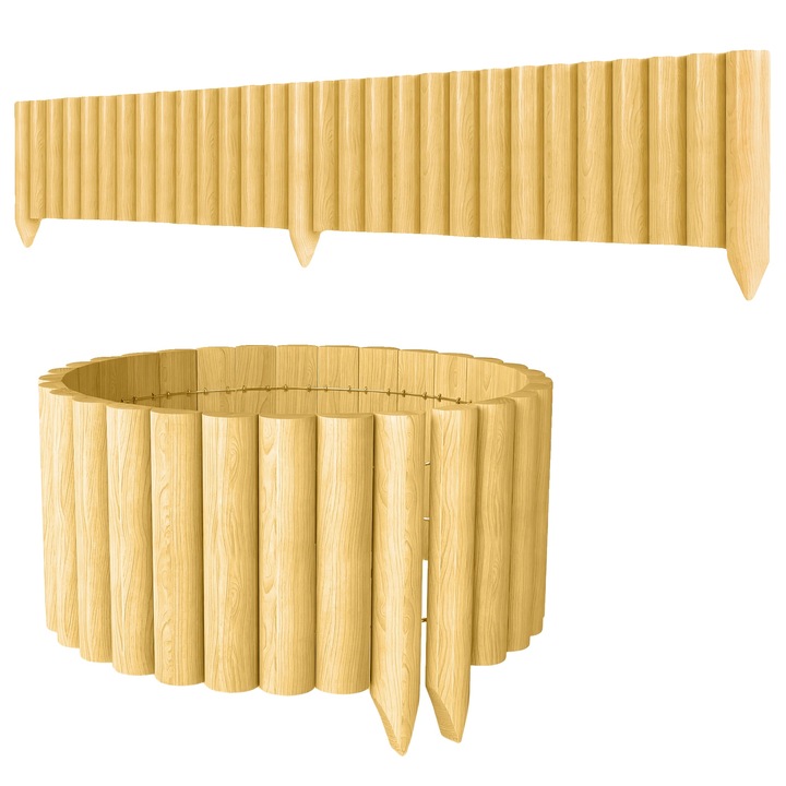 Дървена градинска ограда, 176x38см, издръжлива за външна употреба, рустикален дизайн