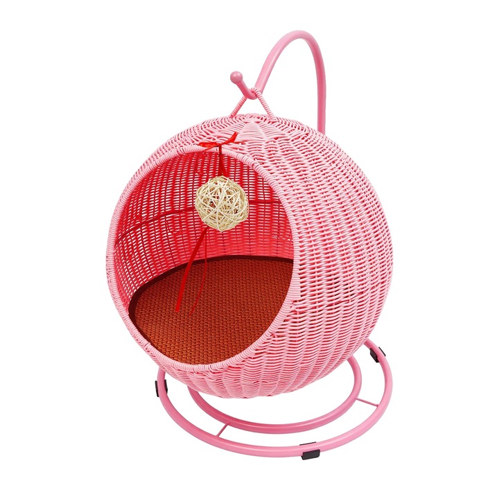 Culcus pentru pisici, design suspendat, materiale durabile, roz, dimensiuni confortabile