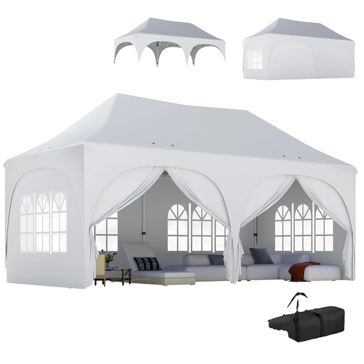 Pavilion gradina, design pop-up, inaltime ajustabila, gri deschis, 6m x 3m