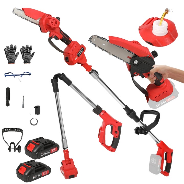 Fierastraie cu lant, telescopic, 21V, 2 baterii, 800W-999W, lungime 6ft