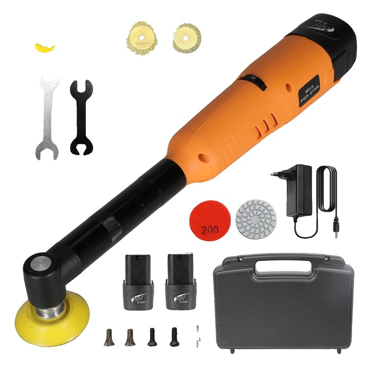 Polizor electric, 18000 RPM, 2 acumulatori, design compact, ceramic