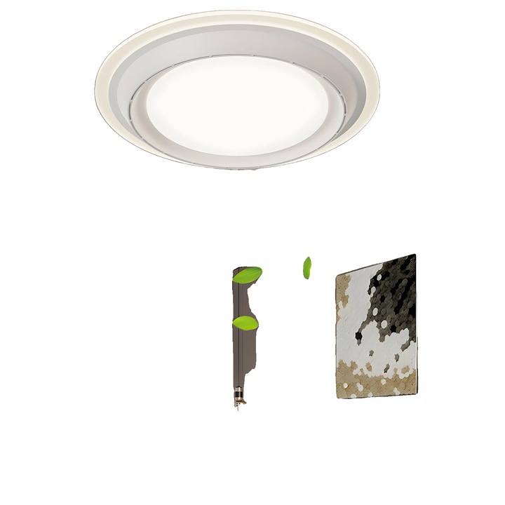 Ventilator de tavan, design modern, iluminare ajustabila, stil mat, 50x50x11cm, set cu control prin aplicatie si telecomanda