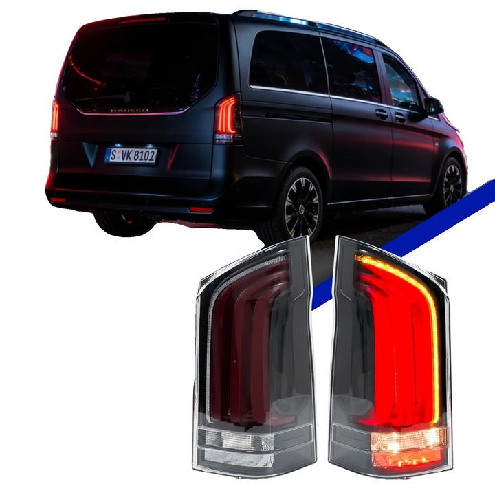 Hátsó lámpa összeállítás, ABS, szekvenciális irányjelző, 12V, IP67, készlet Vito W447 2016-2023-hoz