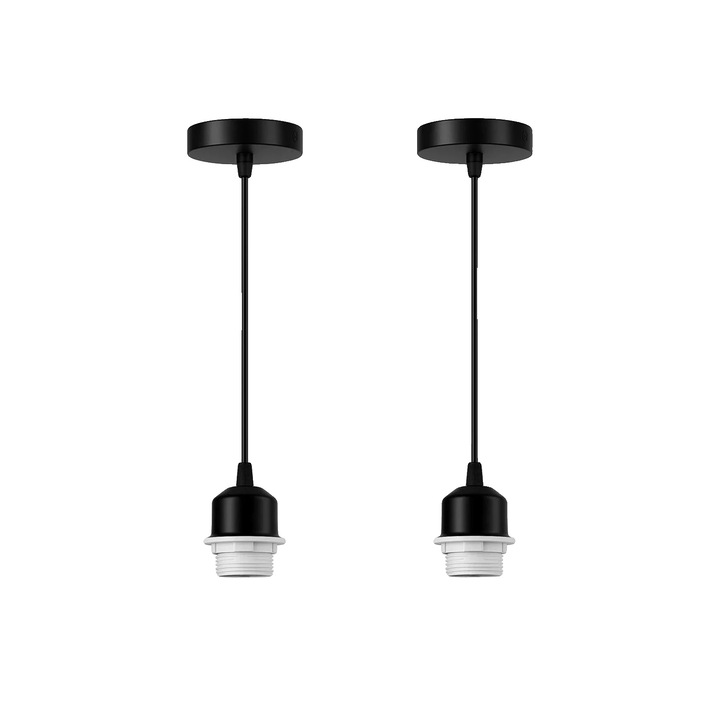 Pendul cu soclu E27, set 2 bucati, cablu din PVC, comutator tactil