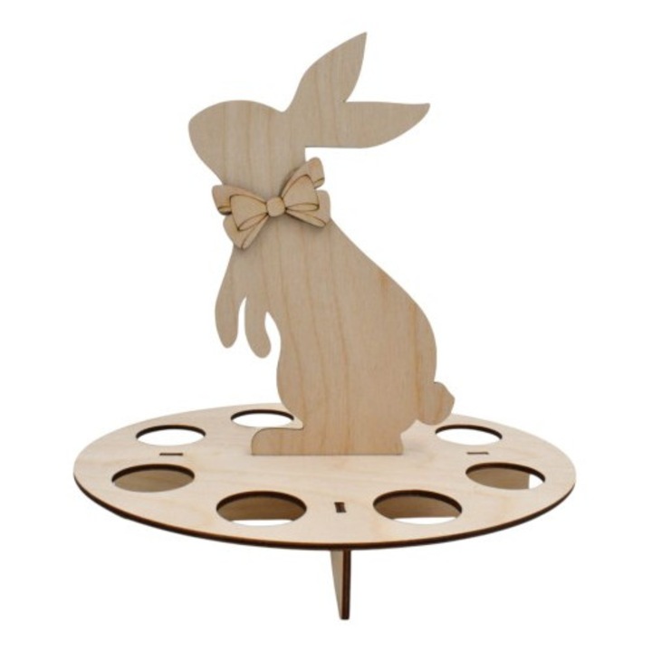 Suport de Paste iepuras din lemn pentru 8 oua 26x25cm