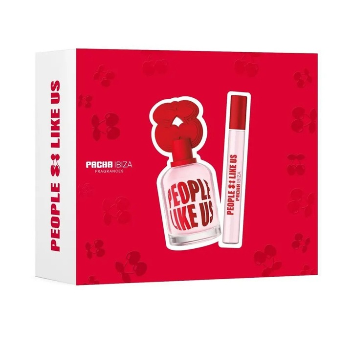 Set parfum feminin Pacha People Like Us, Eau de Toilette 100 ml + 15 ml, floral-fructat, multicolor