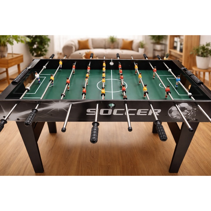 Masa de Fotbal din lemn cu bare de otel. Mare, robusta, 22 de jucatori, 120 cm inaltime pt copii si adulti