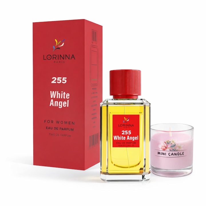 Set Apa de Parfum Lorinna Paris Parfum White Angel, 50 ml, de Dama si Lumanare parfumata