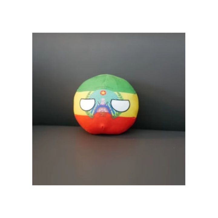 Jucarie de plus Countryball Etiopia, 20cm, culori: verde-galben-rosu, ideala pentru colectie