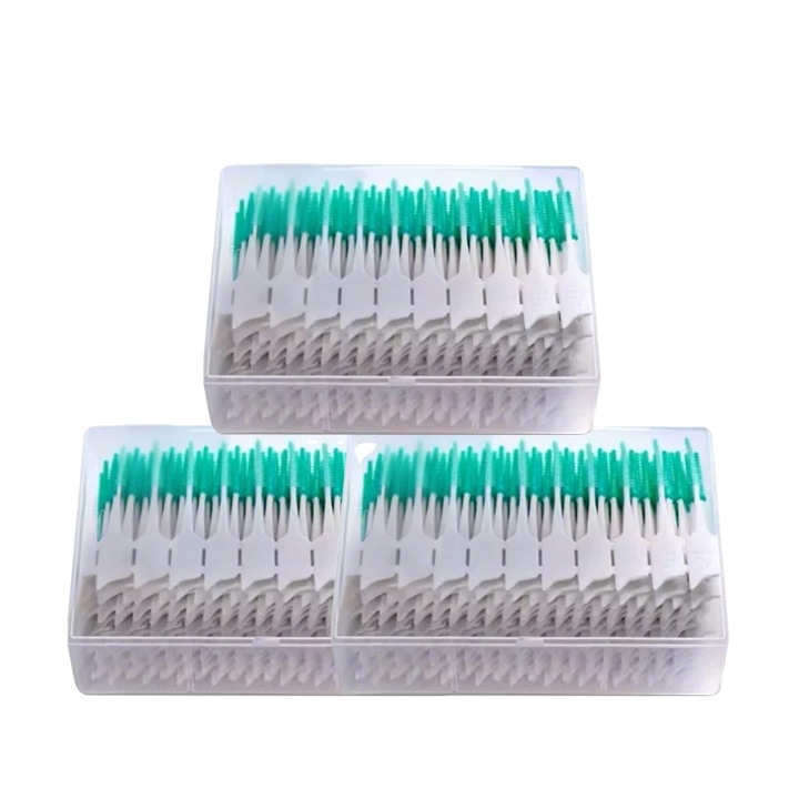 Interdentális kefék, 450 darab, puha gumi kialakítás, a hatékony szájhigiéniáért