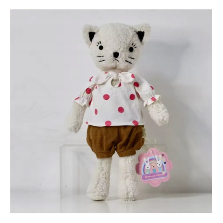 Set de jucarii de plus - pisica, urs, porc si iepure, multicolor, 30x30cm