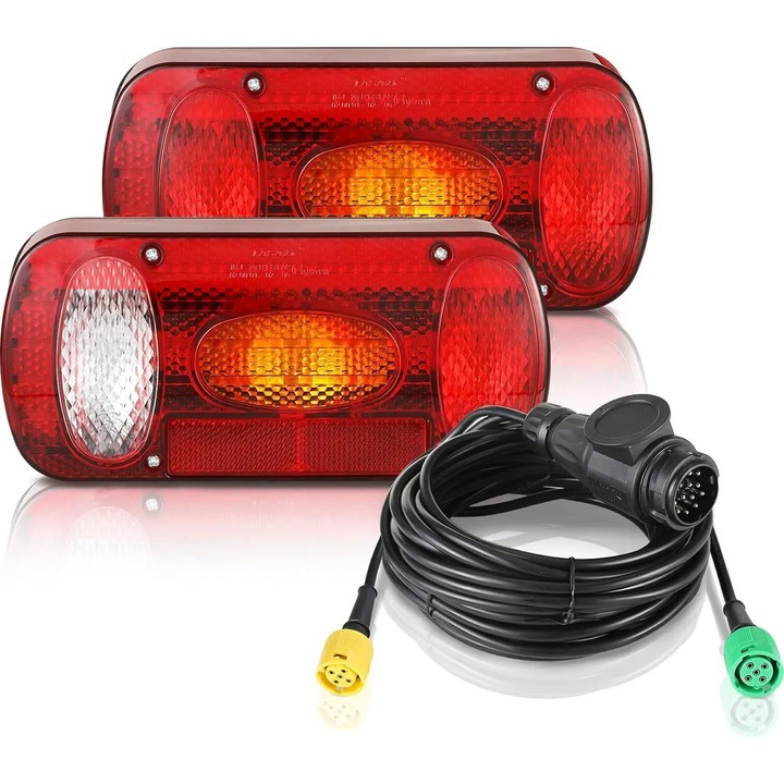 Stopuri Remorca, Set 2 Bucati, 5 Functii, Mufa 13 Pini, Cablu 5, 5 m, 12 V, Acril