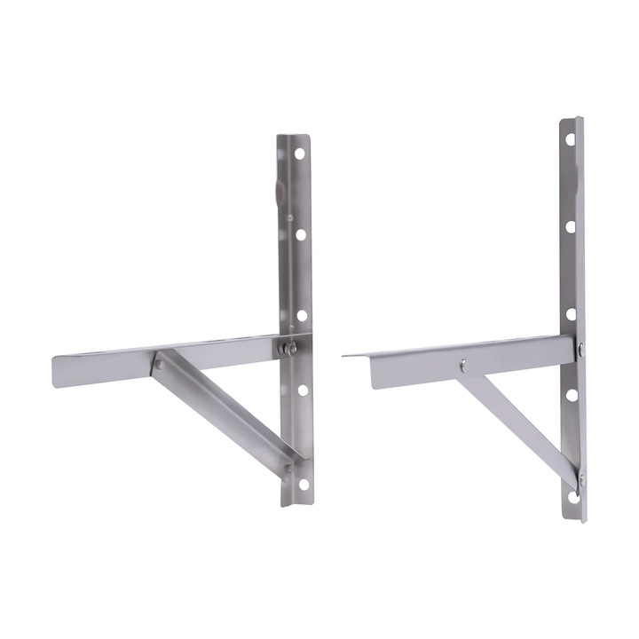 Mini Split AC, Suport de perete pentru aer conditionat, Sarcina maxima 280 kg, Dimensiuni 33×43×46 cm, Grosime 1, 6 mm, Pentru unitate exterioara, Argintiu