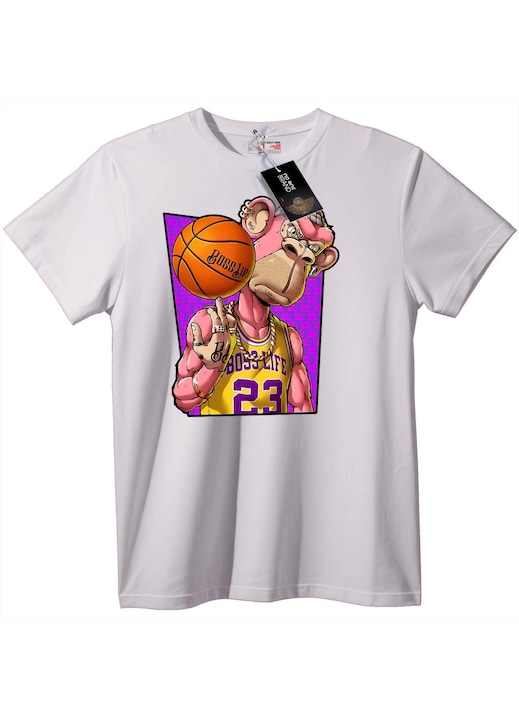 Tricou Baschet Porc Boss Life, Alb