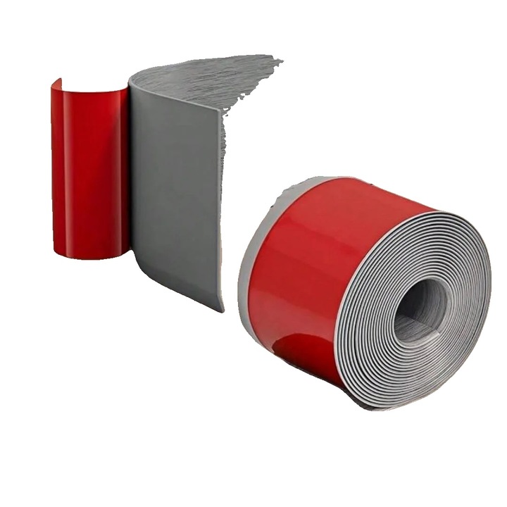 Plinta decorativa autocolanta, design flexibil, nuanta gri lemn, 2mx8cm