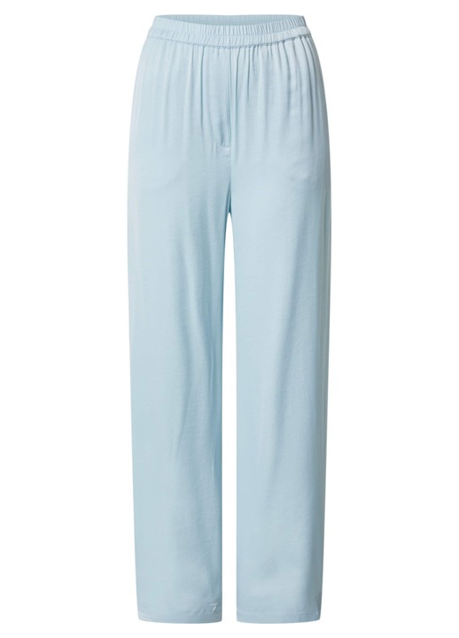 Pantaloni dama, Edited, bleu pastel, wide leg, talie elastica, Albastru deschis
