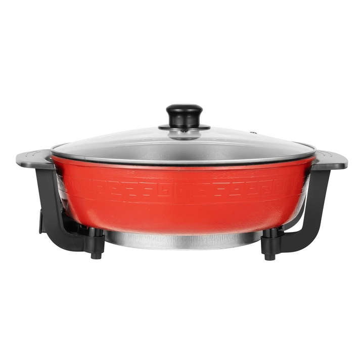 Oala electrica hot pot, Vas cu 2 compartimente, 1360 W, 220 V, Strat antiaderent, Material alimentar, Albastru ciel