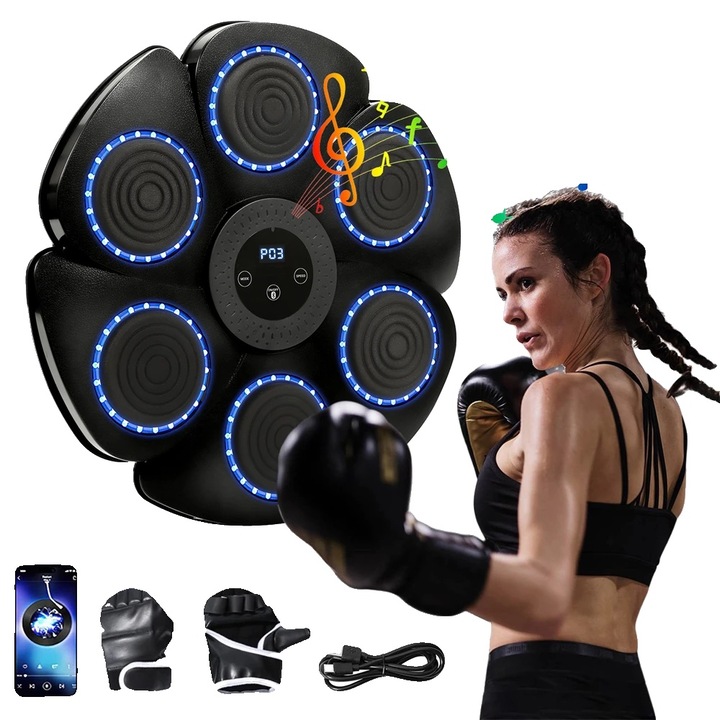 Masina de box, conectivitate Bluetooth, set cu manusi cu degete taiate, 9 viteze, design compact