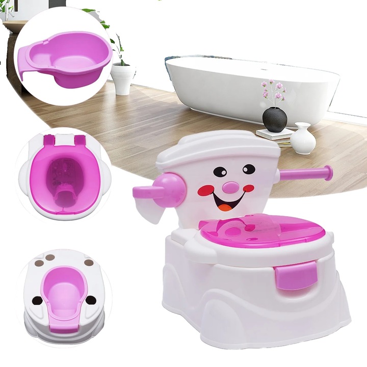 Olita pentru copii, design pe podea, 6 luni - 5 ani, plastic, model cu fata zambitoare, necesita asamblare