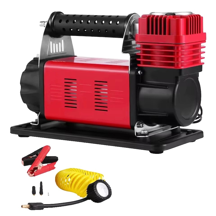 Compresor de aer, 160L/min, 150 PSI, rosu, 2m cablu, 8m furtun