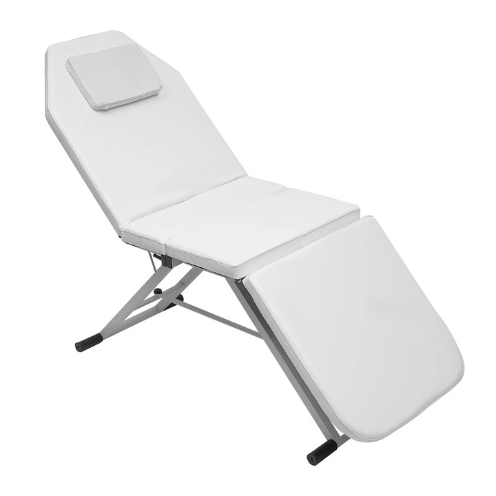 Masa de masaj, Pat cosmetic pliabil portabil, Impermeabila, Rezistenta la ulei, Picioare antiderapante, Pentru salon, Alb