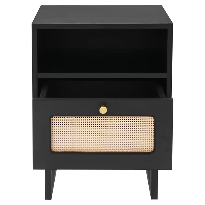 Noptiera compacta, Noptiera cu sertar, 3 niveluri, cu roti, 39×29×56, 5 cm, max. 30 kg, negru