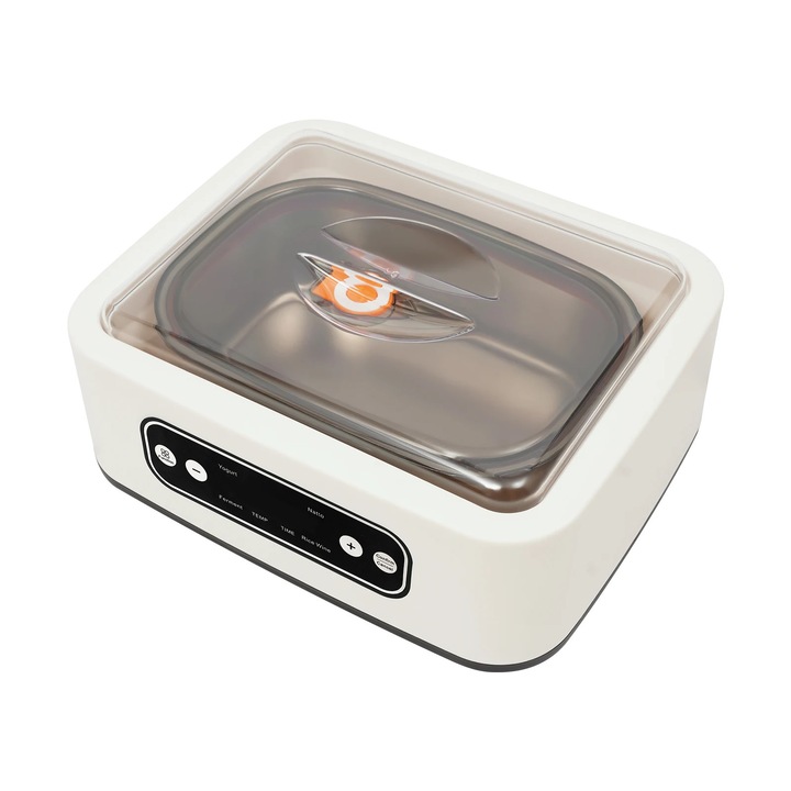 Aparat de iaurt, Masina de iaurt electrica, 1, 6 L, 9 Pahare 100 ml, Afisaj LED, Control tactil, 20 W 220 V 50 Hz Stecher UE, 304 Inox/Sticla, Alb