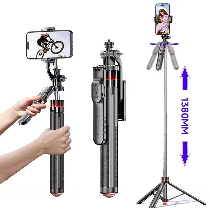 Selfie stick, CYKE, OWDF05, 360° rotire, Bluetooth, 1.3M inaltime