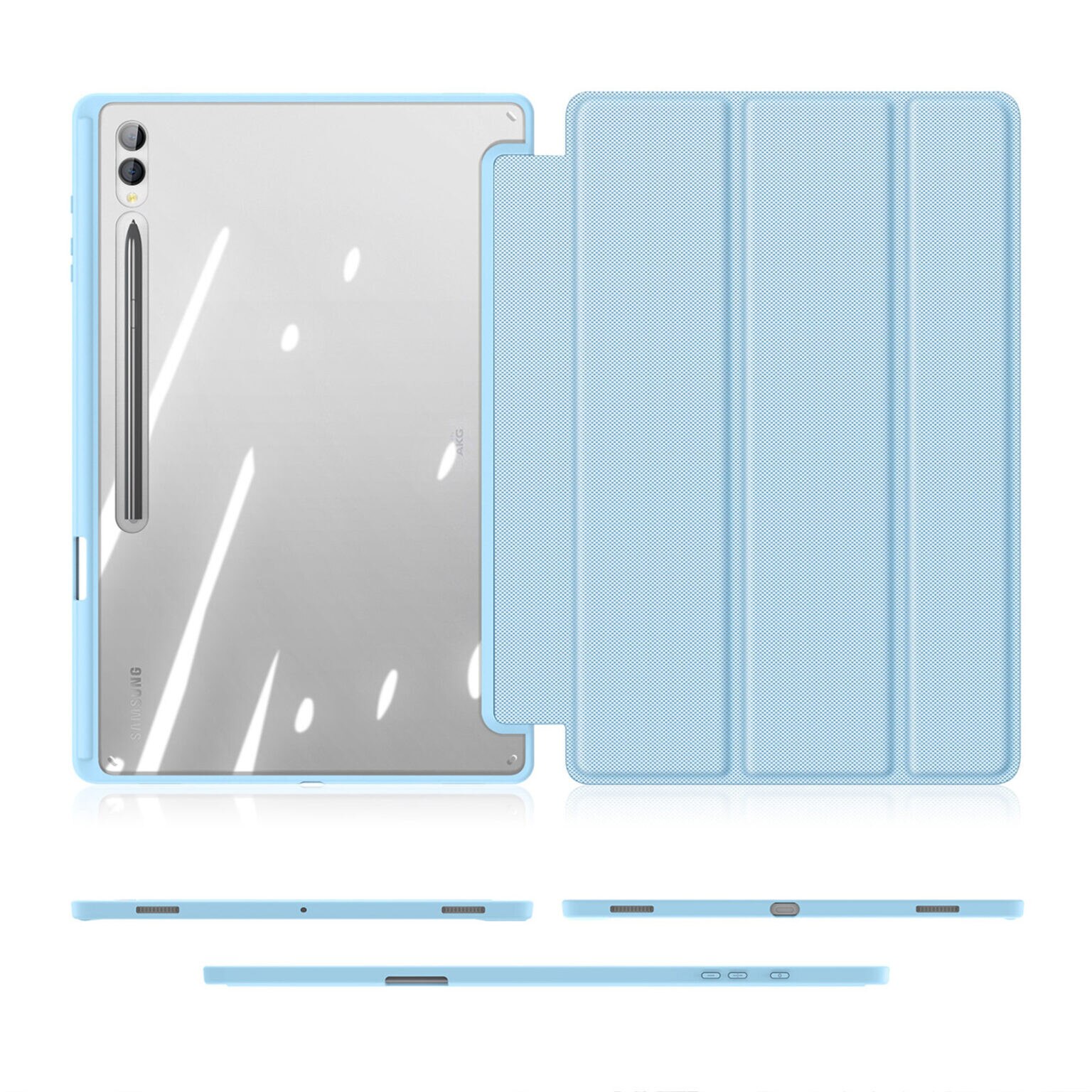Husa Smart Cover compatibila cu Samsung Galaxy Tab S10 Ultra/ S9 Ultra/ S8 Ultra 14.6inch, Slot Pen, Albastru deschis, TELGORBCS