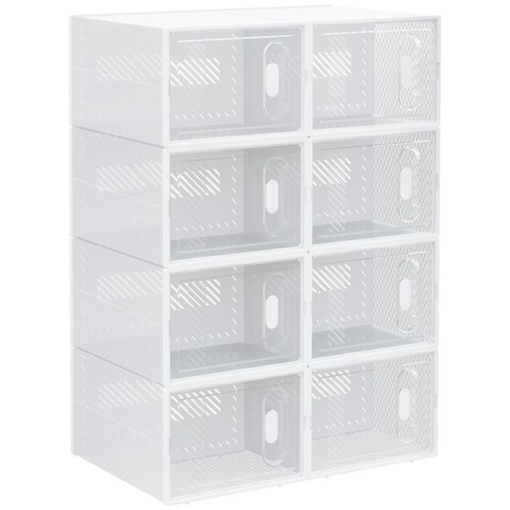 Dulap modular din plastic, Dulap pentru dormitor, 8 compartimente, Usi cu inchidere magnetica, 25x35x19 cm