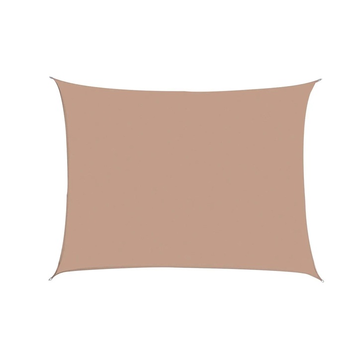 Vela de umbrire, Dreptunghiular 4x6 m, Rezistenta la apa, Protectie UV, Poliester, Pentru terasa si gradina, Maro