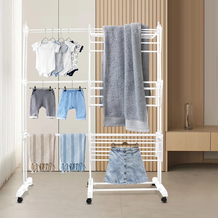 Uscator rufe, alb, structura multi-nivel, pliabil, XXL