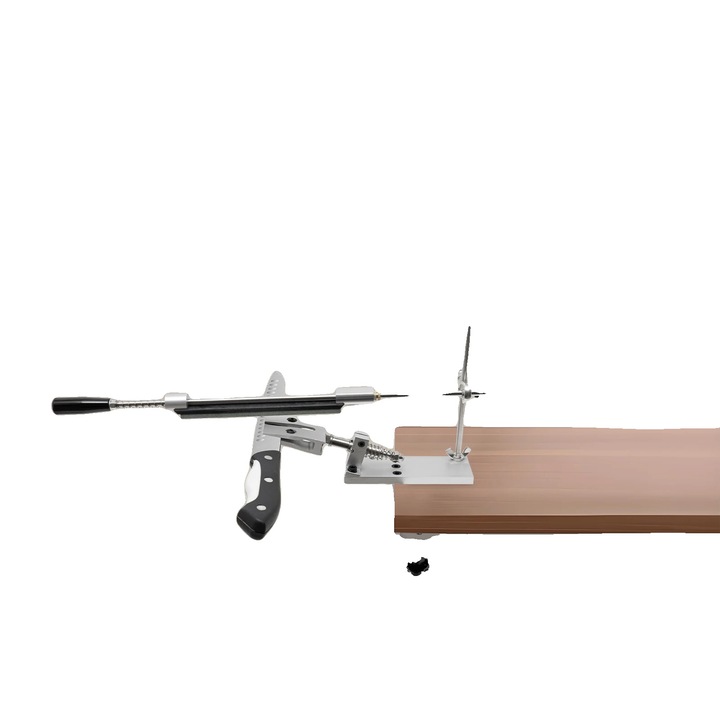 Ascutitoare de cutite, 360 rotatie, unghi ajustabil, argintiu-negru, dimensiuni 28x52cm