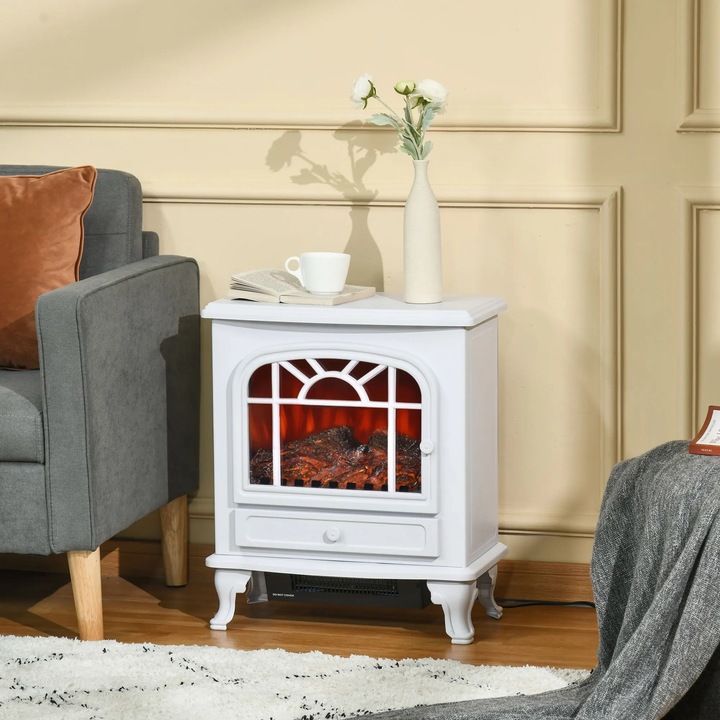 Semineu electric, Incalzitor, Efect de flacara, Luminozitate reglabila, 1200 W, AC, Pentru living