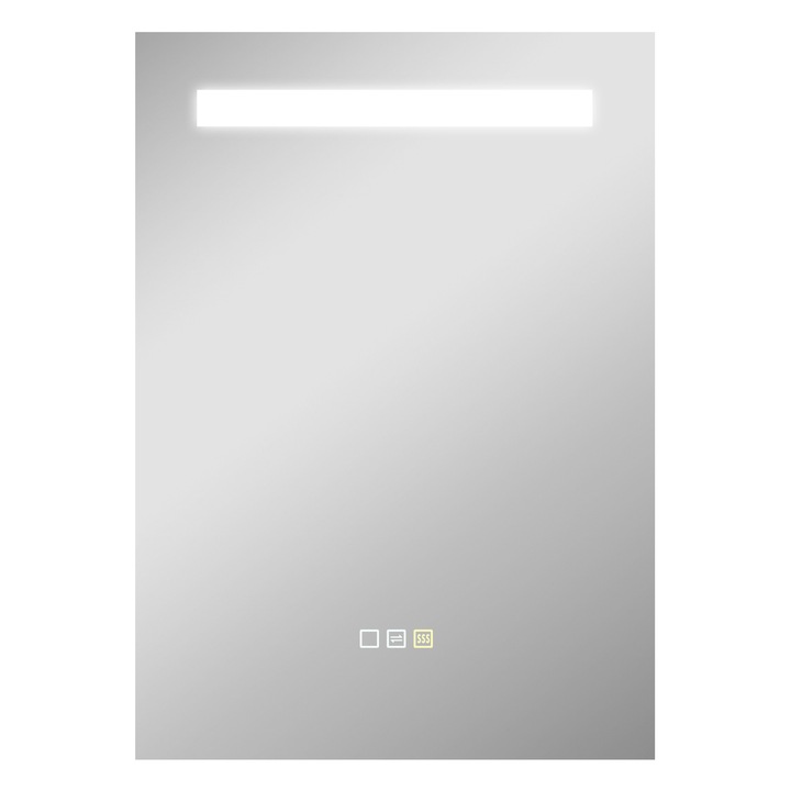 Oglinda baie cu LED, Oglinda de perete, Dimensiune 71x71 cm, 3 Culori de lumina, Antiaburire, Functie memorie, IP44, Argintiu