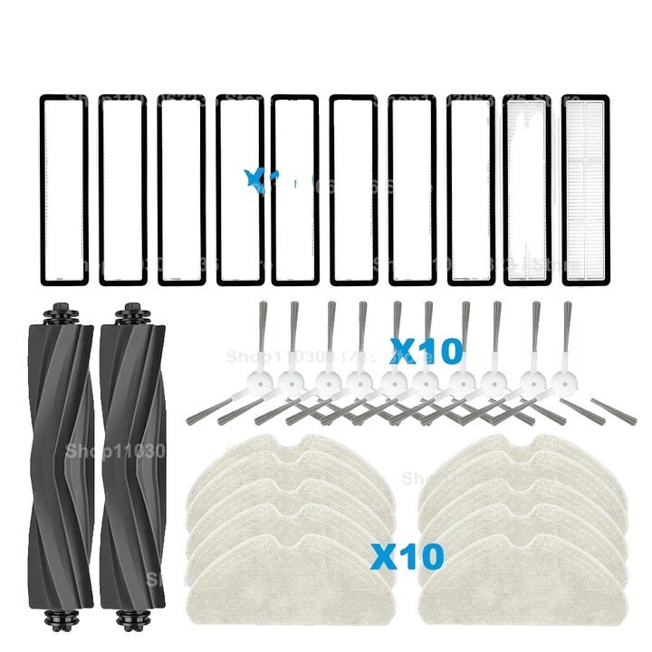 Piese de schimb aspirator robot, mopuri si perii de curatare, 0614D10S02, plastic, usor de instalat