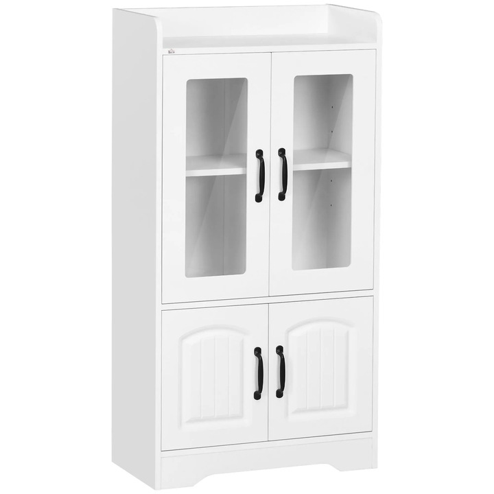 Dulap vitrina, Biblioteca cu usi din sticla, 60x30x116 cm, Pentru living, Asamblare necesara, Alb