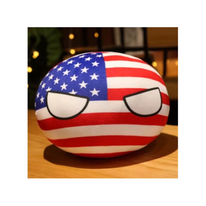 Papusa de plus Countryball, 40cm, design USA, moale, ideala pentru decorare sau cadou