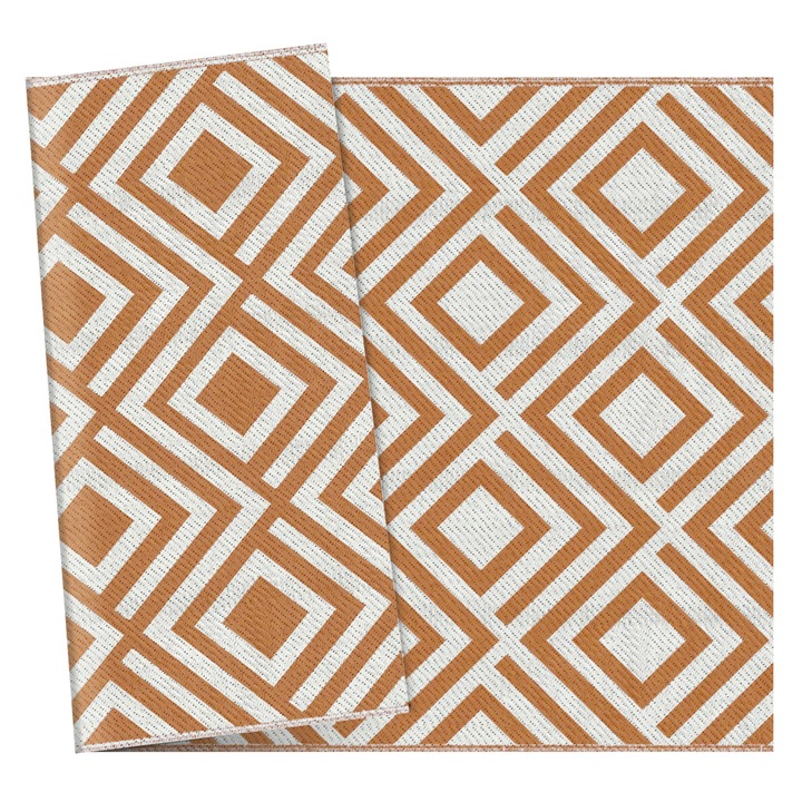 Covor de exterior, Reversibil pentru balcon/terasa, 182 x 274 cm, Polipropilena 310 g/m², Maro