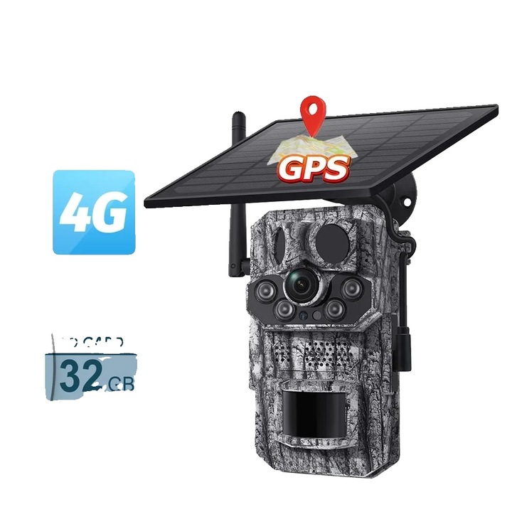 Camera de supraveghere 4G, solara, detectie miscare, 32G, IP66