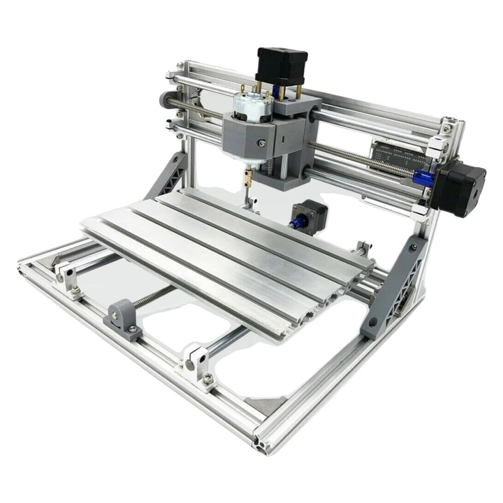 Masina de gravat laser 3018, design compact, dimensiuni 42x25x27 cm, zona de lucru 30x18x4.5 cm, alimentare 110-220VAC