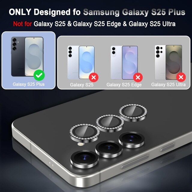 Folie protectie pentru telefon, Galaxy S25 Plus, 9H duritate, rezistenta la zgarieturi, neagra, set 4 folii pentru camera