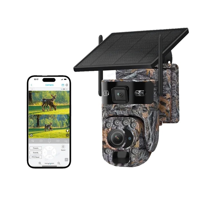 Camera de supraveghere, 20X zoom optic, vizibilitate nocturna, alimentare solara, 4G, 128GB