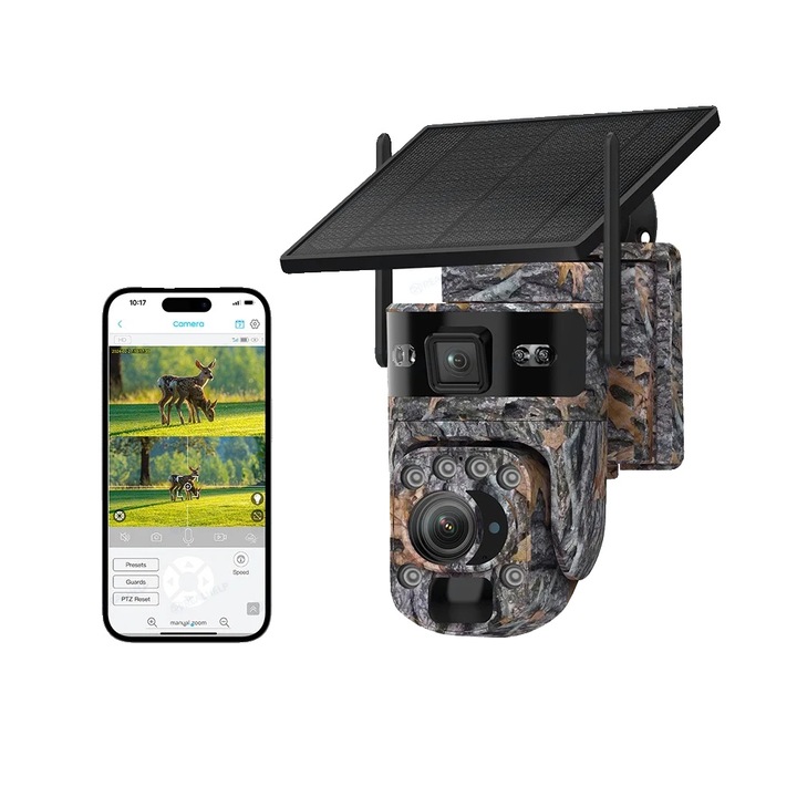 Камера за наблюдение, 20X оптично увеличение, нощно виждане, соларно захранване, 4G-32GB-карта