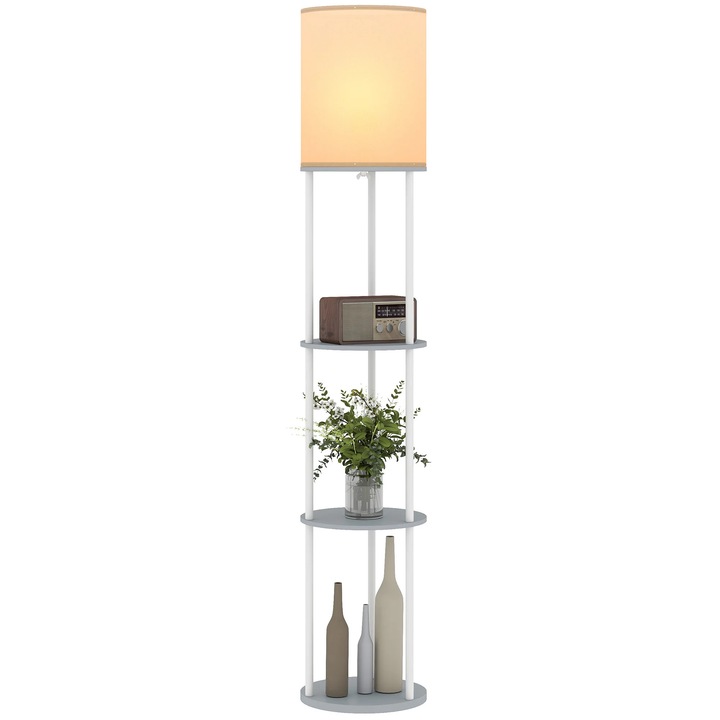 Lampa de podea cu 3 rafturi, galben, 158 cm, telecomandă, 3 temperaturi de culoare